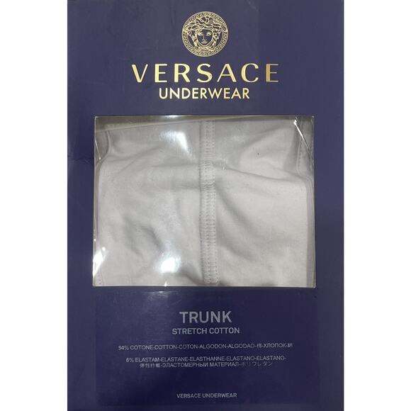 M2-24 VERSACE Men's Greca Boxer Briefs Cotton Stretch White Size 4/30-32/S - Picture 9 of 11
